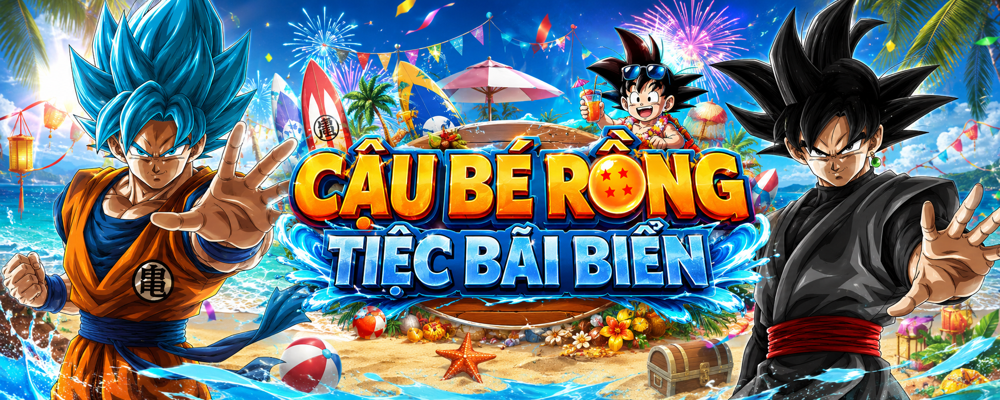 Banner Cậu Bé Rồng - Tiệc Bãi Biển